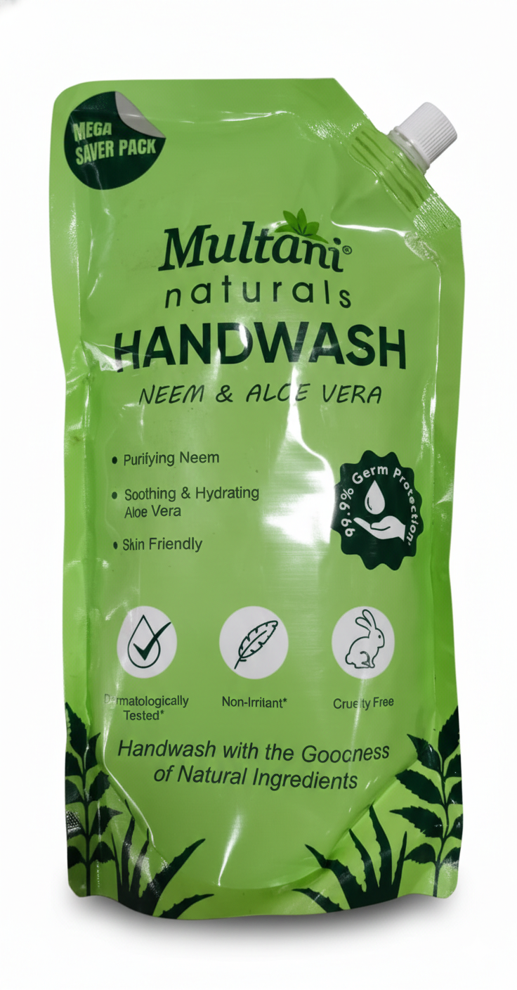 MULTANI NATURALS HAND WASH NEEM&ALOE VERA  750ml (Minimum Order : 20 Boxes - 15 Pcs/Box)  (55 Rs/Pcs)  )