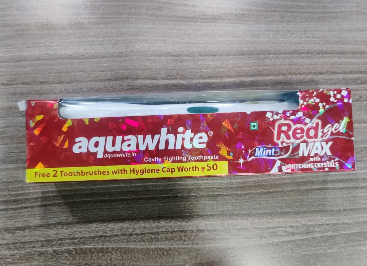 AQUAWHITE MINT RED GEL MAX TOOTHPASTE 150g (Minimum Order : 25 Boxes - 72 Pcs/Box) (45 Rs Pcs)