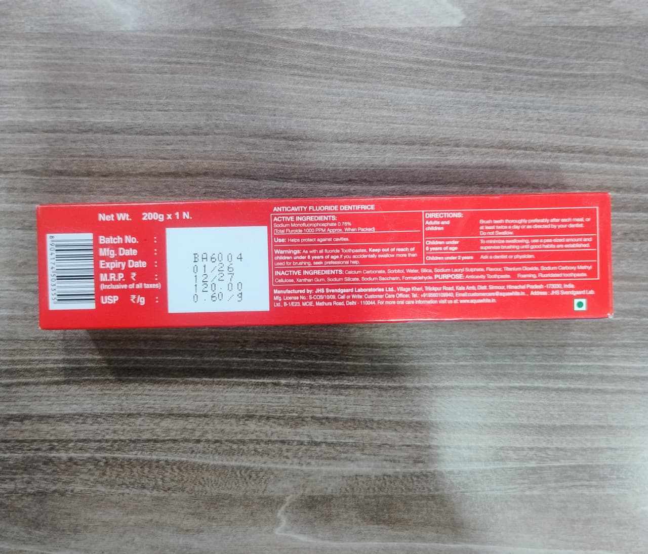 AQUAWHITE EXTRA WHITENING PRO TOOTHPASTE 200g  (Minimum Order : 40 Boxes -72 Pcs/Box) (42 Rs Pcs)