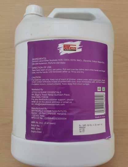 REGULAR CLEAN Lavender Liquid Hand Wash 5000 ml (Minimum Order : 10 Pieces) (190 Rs/pcs)