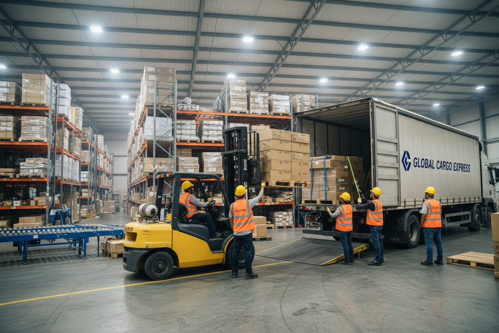 truck loading in warehouse